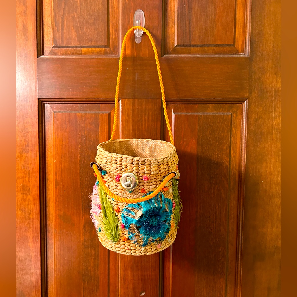 Unbranded Vtg Straw Boho Purse Top Is Missing Could Be Used As A Basket